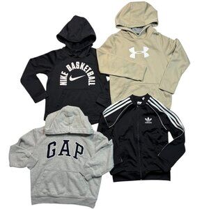 Boys Size SMALL 6/7 Lot Of (4) GAP Hoodie, Nike Hoodie, UA Hoodie, Adidas Jacket